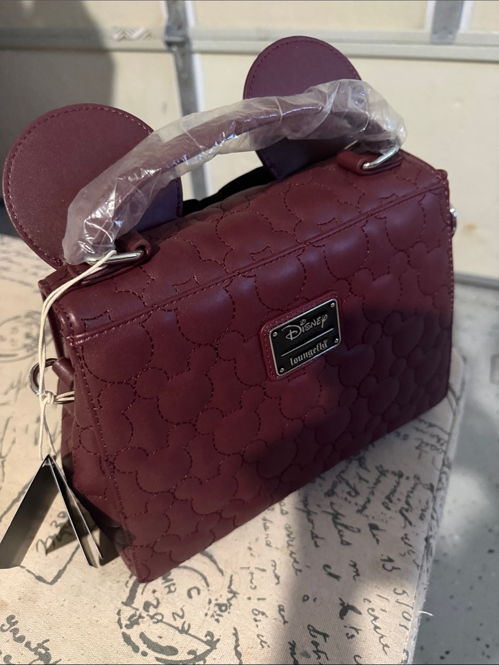 Loungefly Burgundy Mickey Quilted Mini Satchel